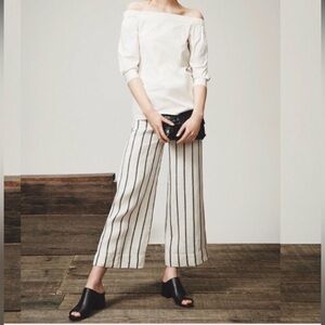 Theory Off-Shoulder Cream Cotton Top